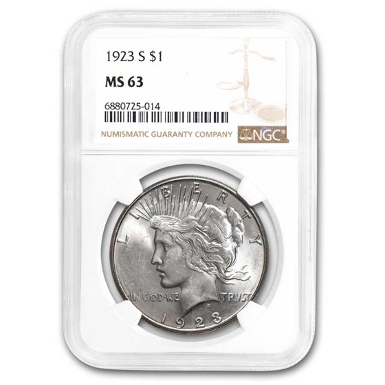 1923-S Peace Dollar MS-63 NGC 1923-S Peace Dollar MS-63 NGC